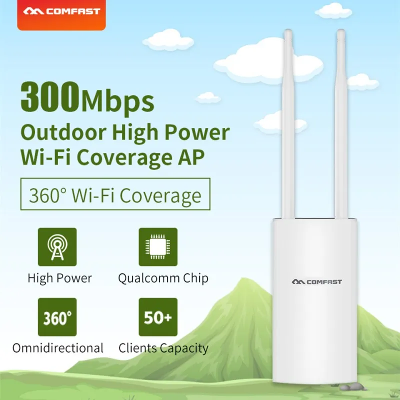 

New COMFAST Wireless AP base station CF-EW71 high power wi-fi coverage outdoor ap 300Mbps wi fi router with 2* 5dBi wifi antenna