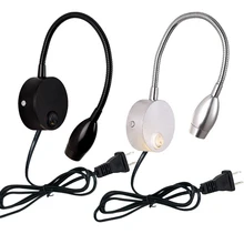 Гибкая труба 3 Вт светодиодный настенный светильник для чтения вкл/выкл штекер изображения Точечный светильник для спальни черный/серебристый корпус