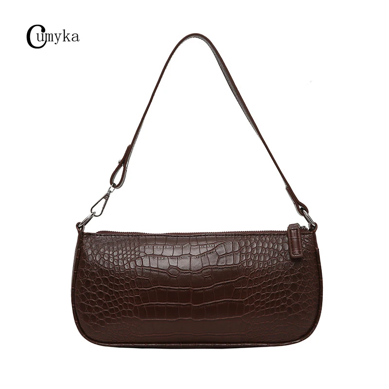 

CUMYKA Vintage Crocodile Pattern Shoulder Bag Retro New Simple Women Handbag PU Leather Small Bag Ladies Business Alligator Tote