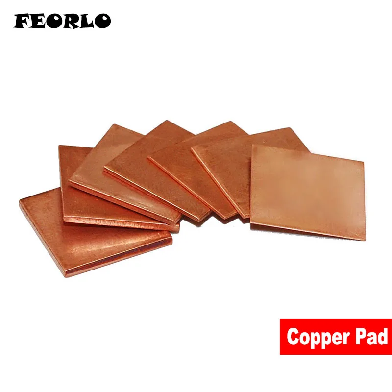 FEORLO 20pcs 15mmx15mmx 1.2/1.5/2/2.5/3 mm Heatsink Copper Shim Thermal Pads for Laptop GPU VAG PAD