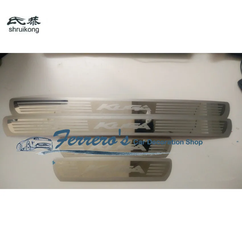 

Free shipping 4pcs/lot car stickers styling for 2013-2016 Ford KUGA ultra-thin Stainless Steel Door Sill Scuff Plate