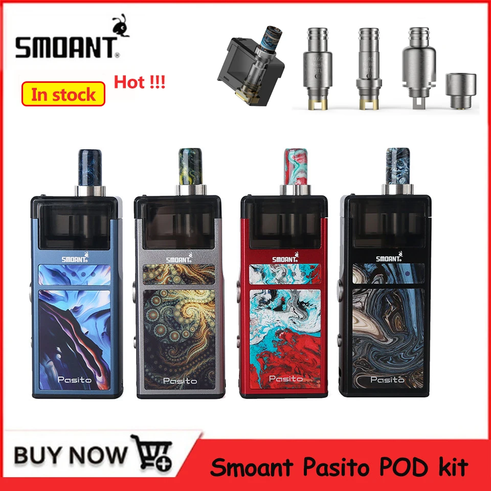 

Original Smoant Pasito Starter Kit Pod Vape Pen 1100mAh rebuildable pod system 3ML Atomizer MTL DTL Vape Kit vs Orion DNA Jester