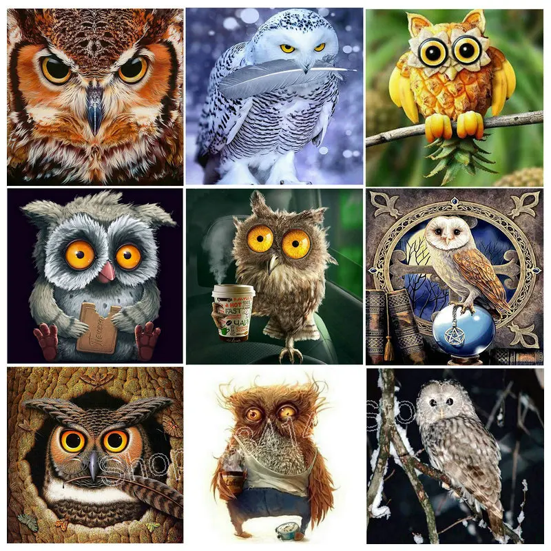 

New DIY 5D diamond embroidered owl animal, digital resin diamond, mosaic, full square / round, cross stitch, handmade crafts