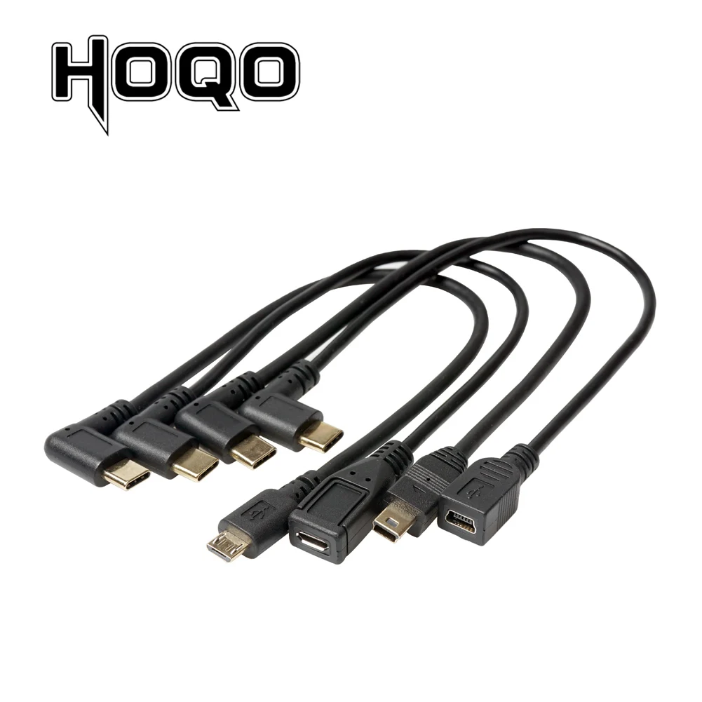 Угловой 90 градусов USB C Micro B Mini USB 5Pin штекер USB 3,1 type C локоть Micro USB 2,0 OTG Кабель-адаптер для передачи данных - Цвет: 4 Types in 1