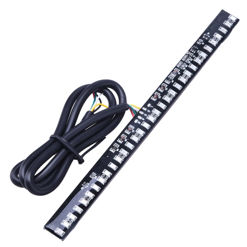 

Universal Flexible Integrated Running Brake Signal 33 SMD LED Tail Light Strip for Motorcycle License Plate Rear Fender Mudguard