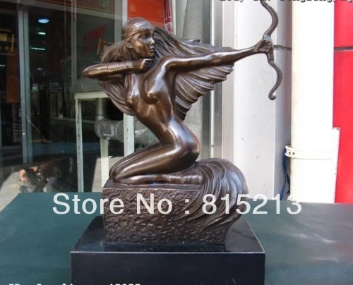 

bi00623 10" Western Pure Copper Bronze Sagittarius woman Art sculpture Statue