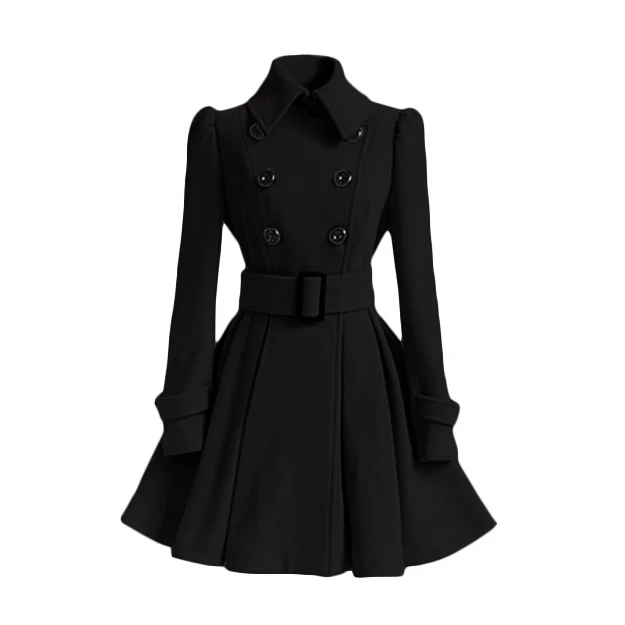 Aelegantmis Autumn Winter Vintage Woman Wool Coat Classic Long Trench ...