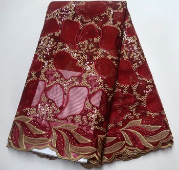 

2019 High Quality African Lace Fabrics/French Net Embroidery 5yards French Lace Fabric for women party dress CSse201