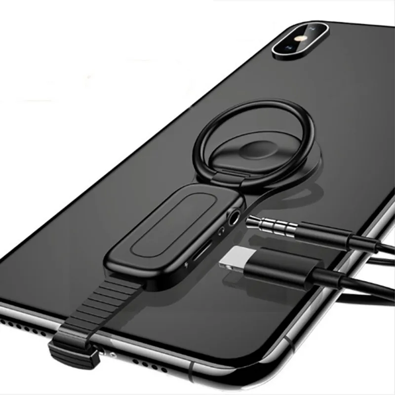 Освещение OTG двойной адаптер и кольцо держатель USAMS 3,5 мм аудио зарядное устройство Регулируемый держатель для телефона Быстрая зарядка для iPhone адаптер IOS - Цвет: C