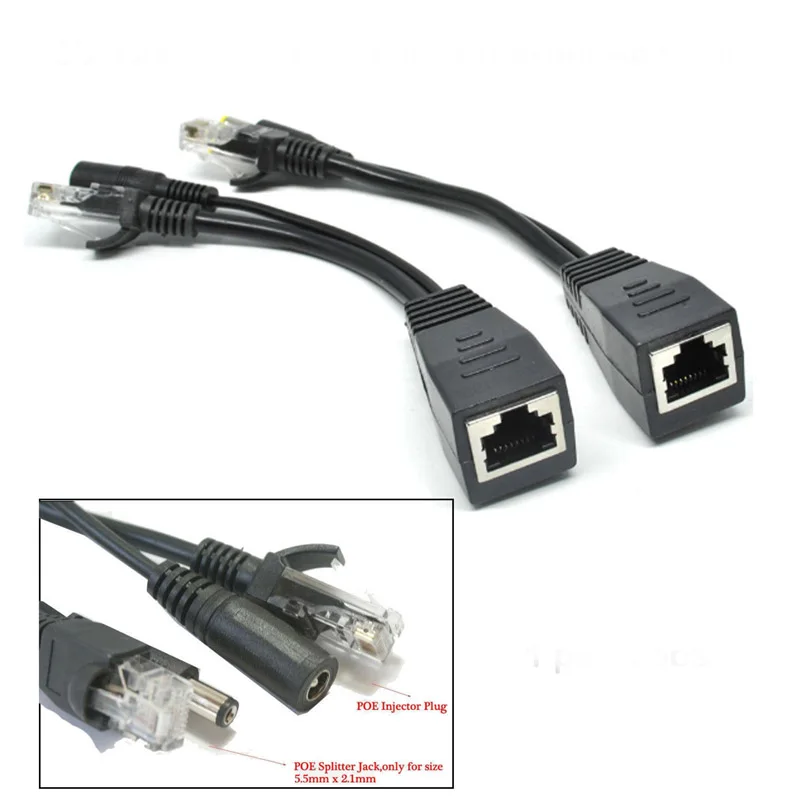 

Lot 10pcs POE Separator Switch Cable Adapter Network to RJ45 DC Splitter Cable Tape Screened Injector Synthesizer Combiner