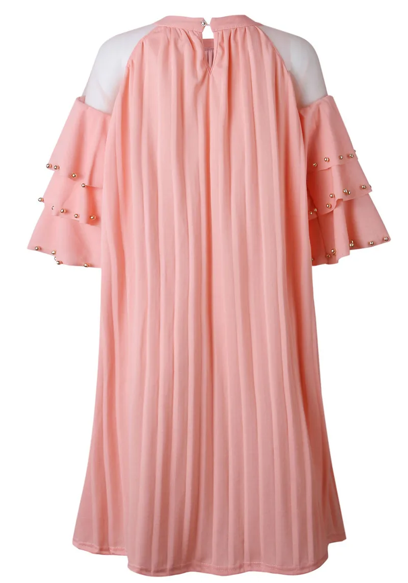 fashion pearls beading chiffon loose dress-12
