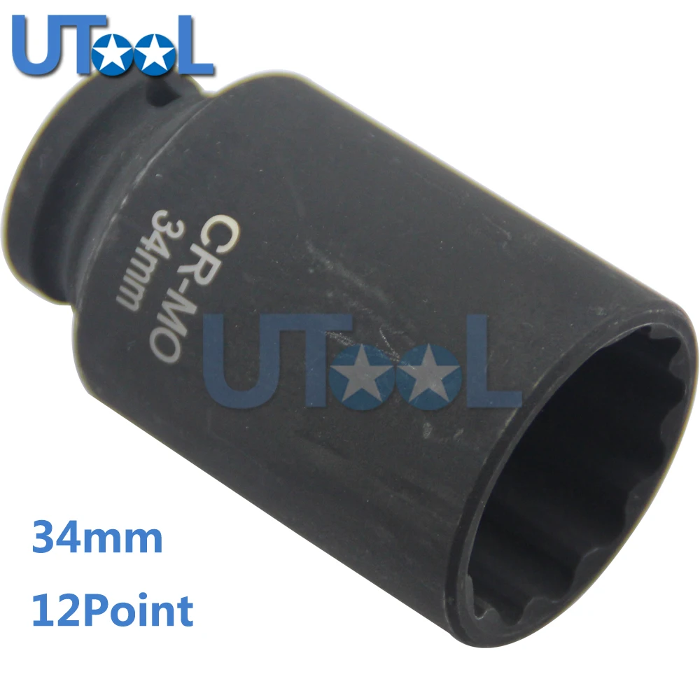 UTOOL 1/2"DR 34MM Impact Socket Spindle Axle Nut Socket Wrench Tool 12