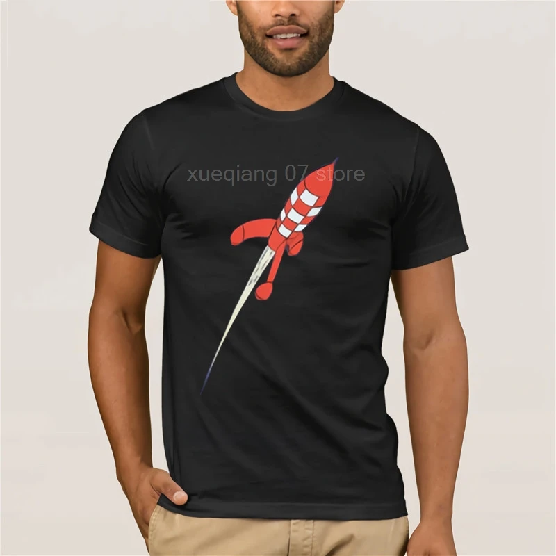 

Fashion Cool Men T shirt Women Funny tshirt Tintin Destination Moon Rocket Customized Printed T-Shirt