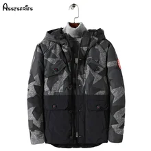 Новая зимняя мужская хлопковая одежда с капюшоном модная камуфляжная Толстая хлопковая стеганая мужская верхняя одежда зимние мужские теплые парки D256