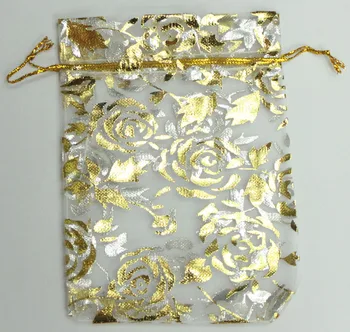 

ALY Wholesale 100pcs/lot 17x23cm Rose Gold Bronzing Organza Bags White Jewelry Packaging Bags Wedding Favor Gift Candy Pouches