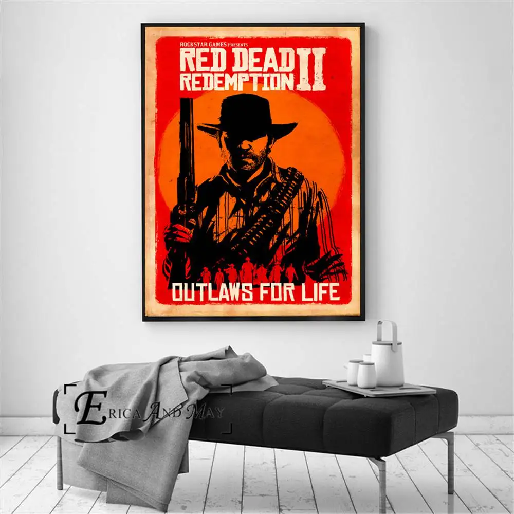 Red Dead Redemption 2 видео игры стены Искусство Холст Живопись Плакат для домашнего декора плакаты и принты без рамы декоративные картины - Цвет: 8