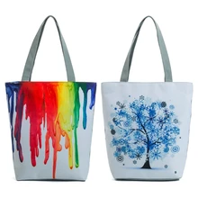 THINKTHENDO холщовая большая сумка для покупок, модная пляжная школьная сумка с принтом, сумки на плечо, повседневные брендовые дизайнерские сумки на молнии для женщин