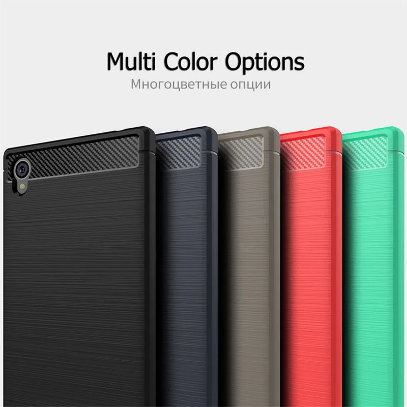 Ojeleye حالة لسوني اريكسون L1 حالة الكربون الألياف لسوني L1 حالة غطاء السيليكون فرشاة قذيفة لسوني اريكسون e6 G3311 G3312