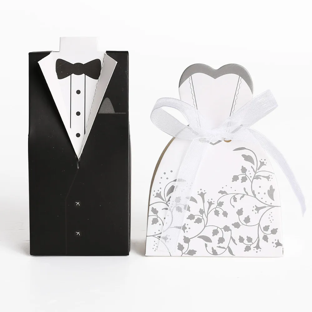600pcs Wedding Candy Box Bride And Groom Candy Bag Wedding Favor Box