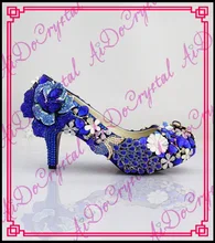 Aidocrystal 2015 neue hochzeit schuhe mode kristall kleid schuhe runde kappe aus echtem leder 6 cm heels schuhe elegante Prom heels