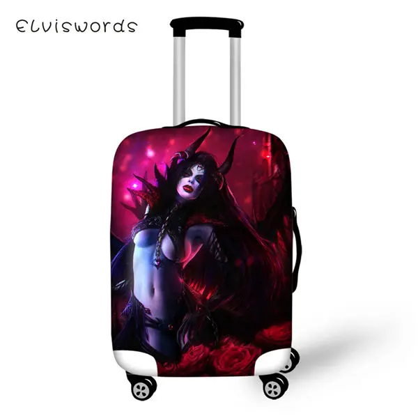 ELVISWORDS защитный чехол для чемодана темный готический Ангел эластичный пылезащитный чехол для чемодана чемодан с изображением черепа аксессуары Черная пятница - Цвет: CDWX763LMS