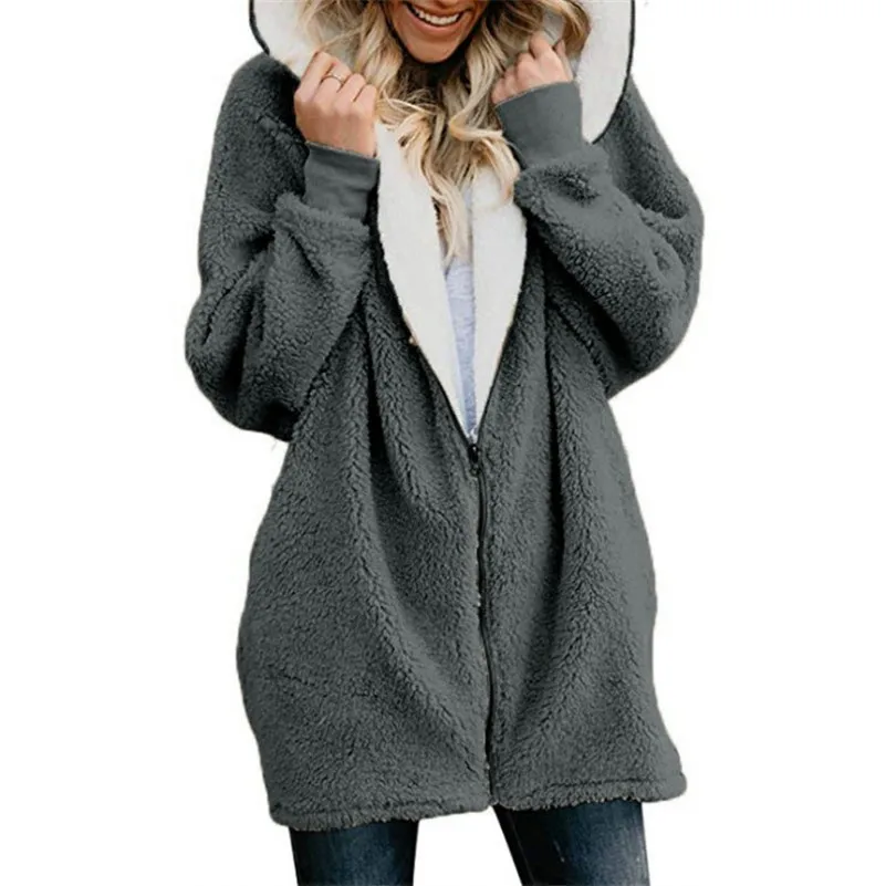 Russian Hot Women's Sweater Coat Solid Color Autumn Winter New Fashion Wool Fleece Zipper Cardigan Warm Plush Sweaters 11 Colors
