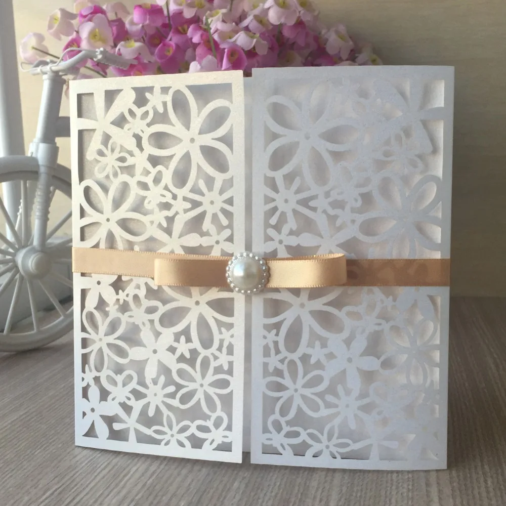 

50Psc/Lot wedding cover card bat Mitzvah card party birthday dinner folded design Wedding Invitations Cards wishing well card