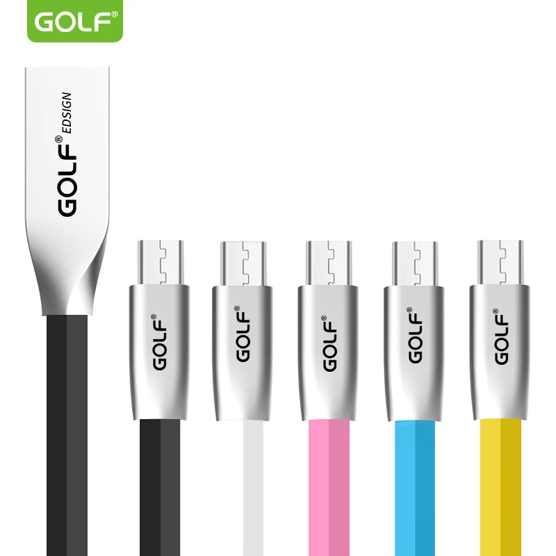 

GOLF 1m Zinc Alloy TPE Flat Noodle Micro USB Data Sync Charging Cable for Redmi 5 5A 6A Note 2 3 4 5 5A Honor 6 7C Android Phone