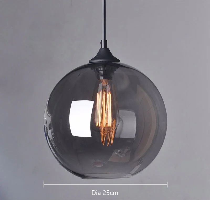 American Style Glass Ball Pendant Lamp Smoke Glass Hanging Lights Lamp Retro Design Pendant Lights For Restaurant Bar (4)
