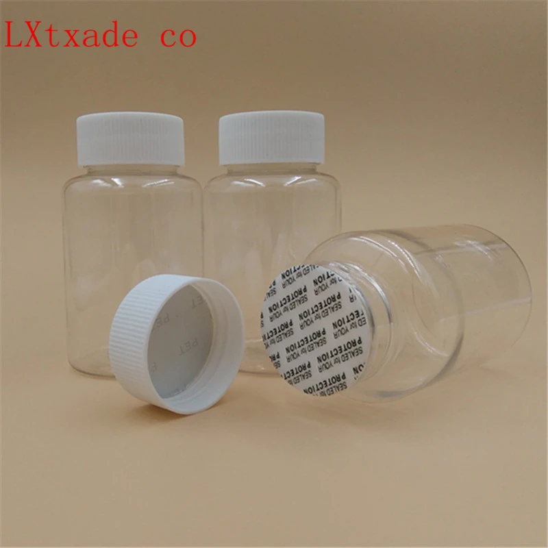 Прозрачные Пластиковые Упаковочные бутылки для таблеток 80 50 100 мл с наклейкой для упаковки конфет, соли для ванны, пустые косметические контейнеры