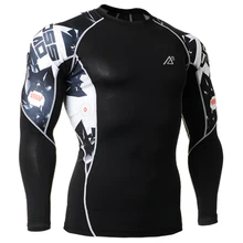 Hot Fashion Compression Long Sleeves 3D Full Length Printing Clothing Tops Men Bodybuilding Male T Shirts