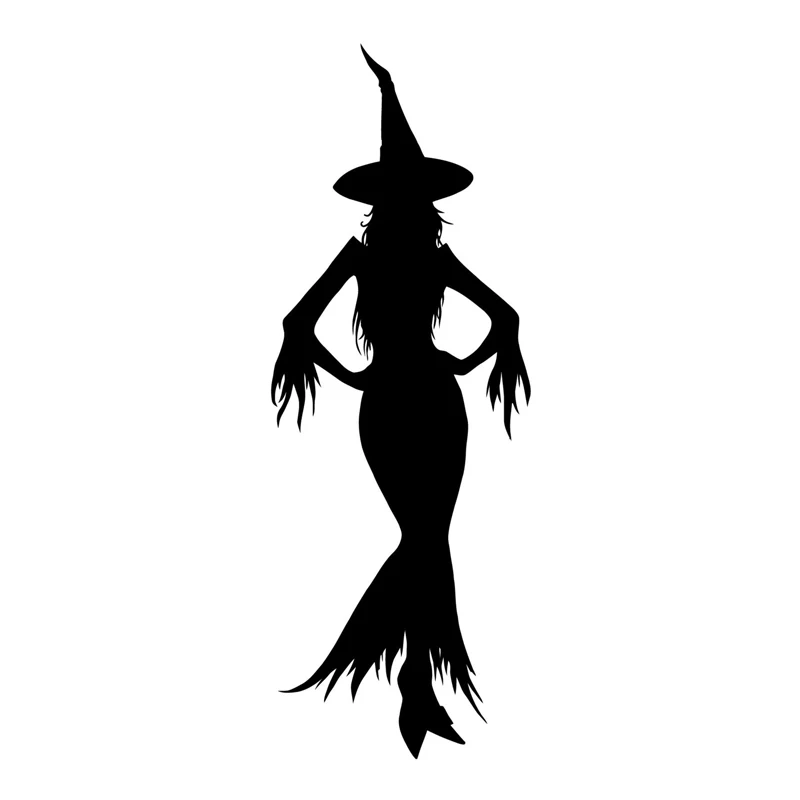 

7*19.1CM Fashion Sexy Witch Bumper Sticker Personalized Custom Motorcycle Vinyl Decals Black/Silver C7-0849