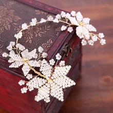 Vintage Handmade White Pearl Wedding Hair Vine Tiara Rhinestone Headband Bridal Accessories Women Hair Jewelry Headpiece