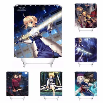 

Custom Fate Zero Saber Bathroom Acceptable Shower Curtain Polyester Fabric Bathroom Curtain #180318-37-33