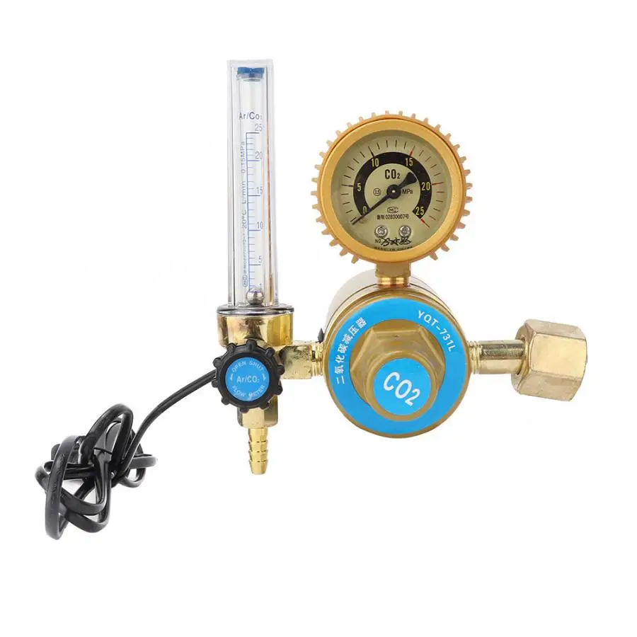 

0-25MPa CO2 Pressure Regulator Carbon Dioxide Pressure Reducer Heated Pressure Gauge 220V CN Plug