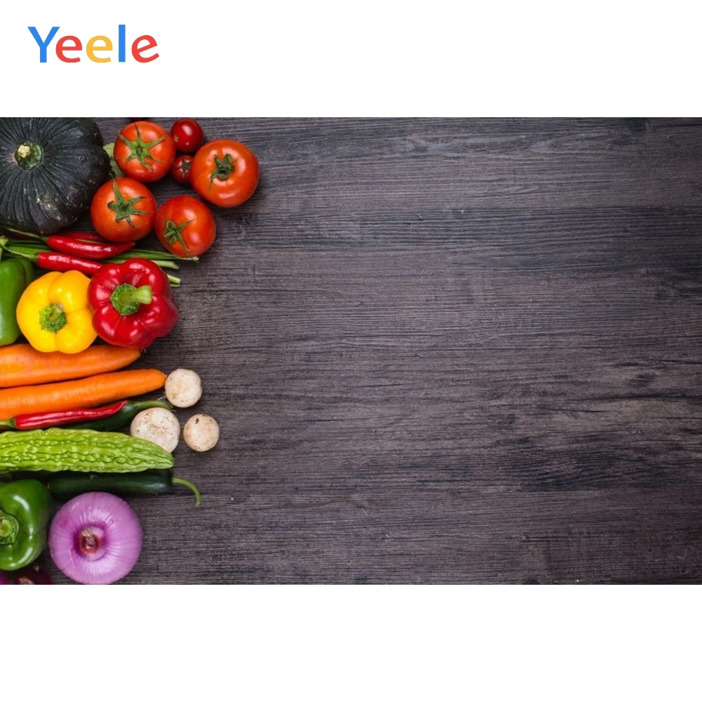 

Yeele Vegetables Black Planks Wooden Board Product Show Food Photography Backgrounds Photographic Backdrops For Photo Studio