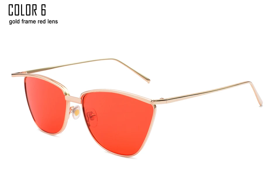 VEVAN, Ретро стиль, кошачий глаз, солнцезащитные очки для женщин, UV400, фирменный дизайн, красные линзы, женские солнцезащитные очки, зеркальные, gafas de sol mujer - Цвет линз: red
