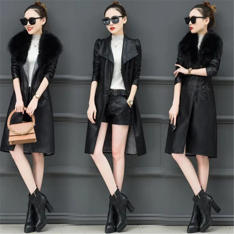 Femme Daim Long La Coupe Moto Nouvelles Taille Collar Hiver Femmes 337 gray 4xl Cuir Plus Collar Manteau Veste M En vent Faux Mode Black Fur bImfY6g7yv