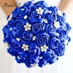 Modabelle Королевский синий жемчуг свадебная брошь букеты Кристалл атласные свадебные букеты Искусственные Свадебные цветы невесты букеты