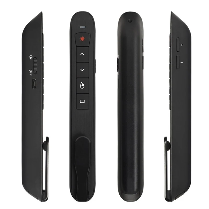 

1pc Rechargable RF 2.4G Wireless Presenter with Air Mouse PowerPoint Remote Control PPT Clicker Presentation Laser Pen