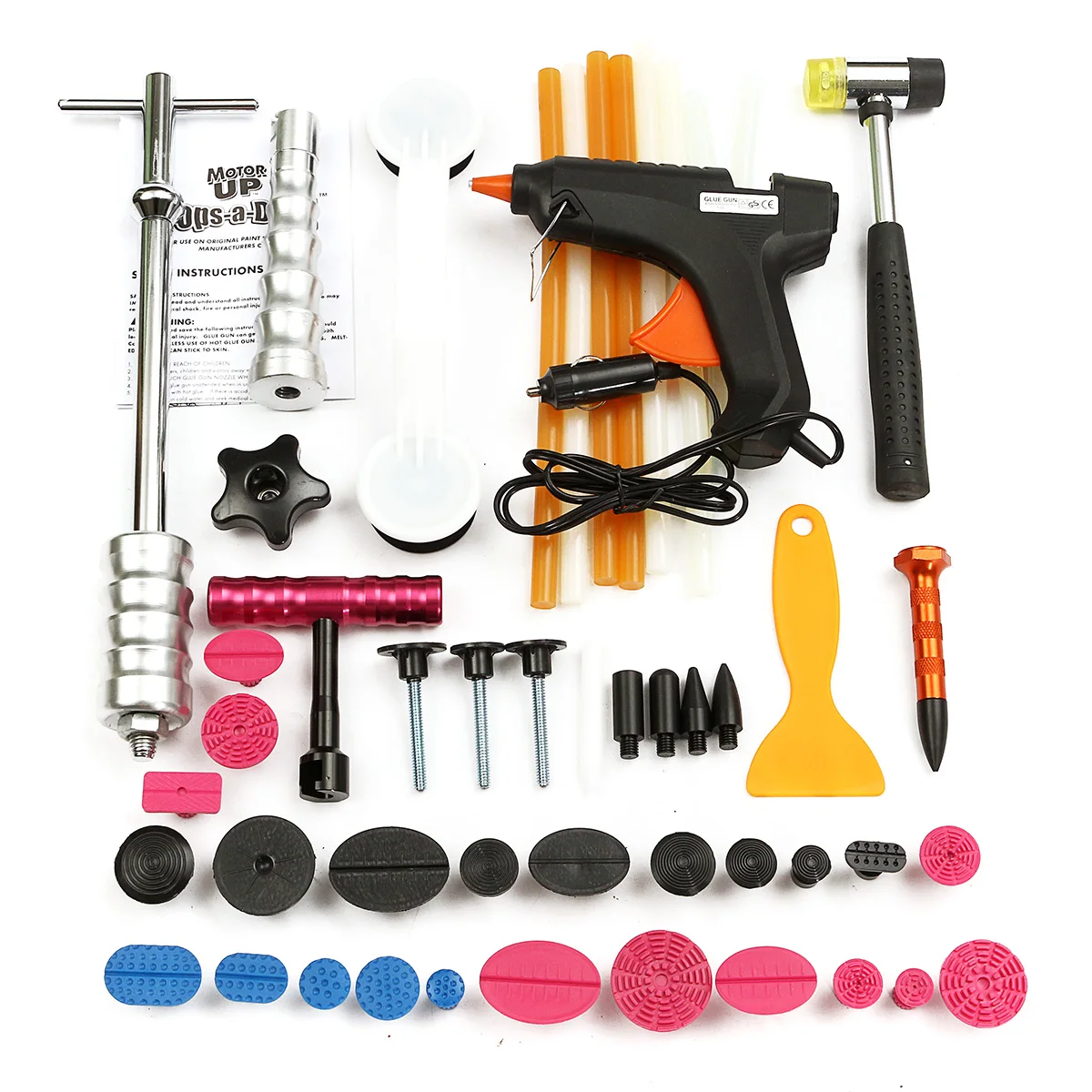 

1Set PDR Tools Car Repair Tool Set Dent Removal Slide Hammer Puller Lifter Kit Paintless Dent Repair Tabs with Glue-Gun