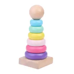 Теплый Цвет Радуга укладки кольцо башня кубики для игр Деревянный малыш детская игрушка игрушки младенческие игрушки