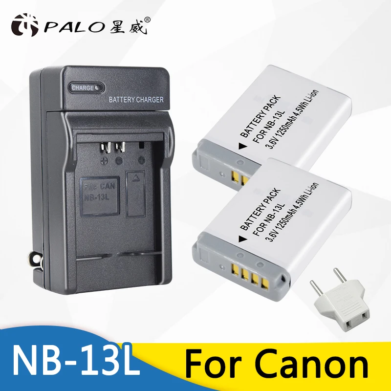 Palo 2pcs 1250mah nb 13l nb13l nb 13l digital battery charger for canon