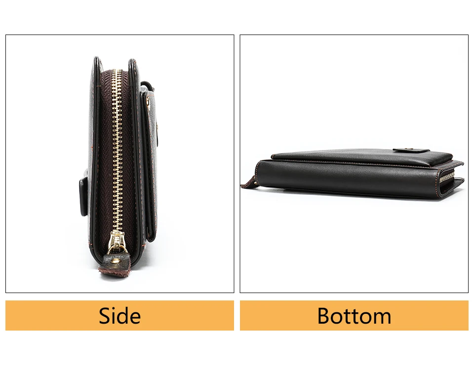 15 Men's Wallet Genuine Leather Wallet MaleMen Clutch Bags Long Clutch Purse for Men Walllets with Coin Zipper for Credit Card