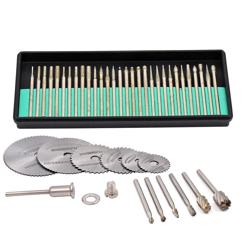 43Pcs Rotary Tools Diamond Burr Bit Saw Blades Burrs Drill Bits For Dremel Accessories Mini | Инструменты