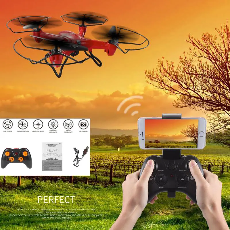

Lensoul 2.4GHz WIFI 0.3MP Camera 4 Channel 6-Axis Gyro UAV Quadcopter Flying Speed Adjustable One Key Landing LED lighting Drone