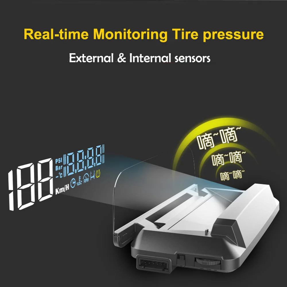 EANOP TPMS зеркало HUD OBD2 дисплей Спидометр лобовое стекло проектор на бортовой компьютер с сигнализацией давления в шинах