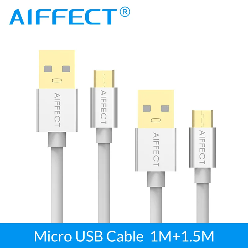 AIFFECT 2 шт. 1Mx1 1.5Mx1 Micro USB кабель USB 5 В 3A кабель быстрой зарядки для samsung htc sony huawei Xiaomi LG Android телефон - Цвет: Серебристый