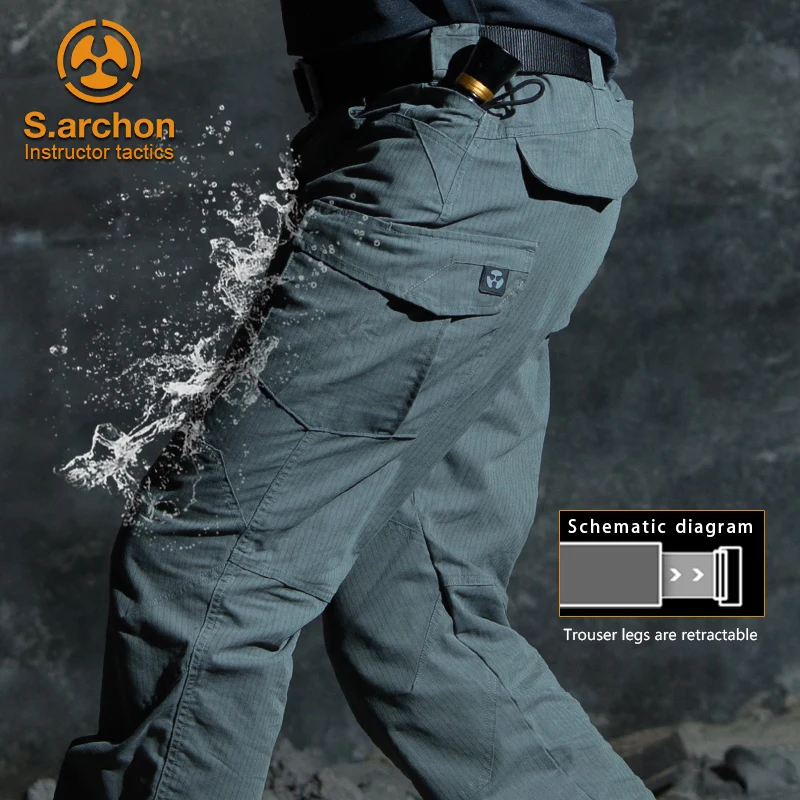 

s.archon Waterproof Tactical Military Pants Men Special Army Combat Cargo Pants Multi Pocket Rip-stop