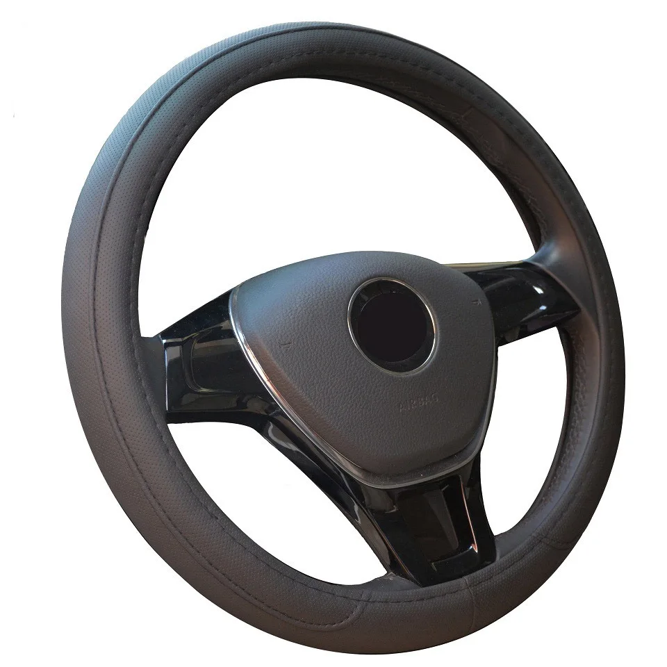 New Faux leather Steering wheel covers Hubs Black Rubber Ring reflect